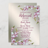 リハーサルディナーウェディングパーティピンクホワイトフローラ 招待状 (正面/裏面)