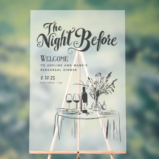 リハーサルディナーウェルカムサインハンドドローファンキード アクリルサイン (ニュートラル)