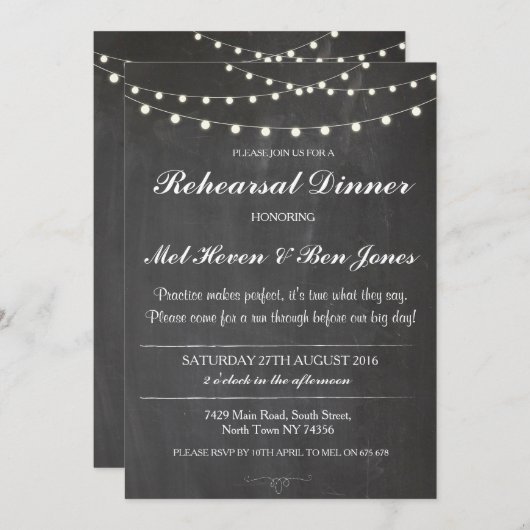 リハーサルディナーウエディングパーティーチョーク招待状 招待状 (正面/裏面)