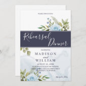 リハーサルディナーエレガントブルーバラリハーサル 招待状 (正面/裏面)