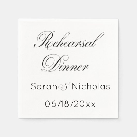 リハーサルディナーカクテルナプキンパーソナライズされた スタンダードカクテルナプキン (正面)