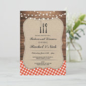 リハーサルディナーカトラリーレッドチェック素朴招待状 招待状 (スタンド正面)