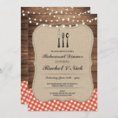 リハーサルディナーカトラリーレッドチェック素朴招待状 招待状 (正面/裏面)