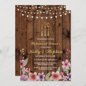 リハーサルディナーカトラリー金ゴールドライツウッド招待状 招待状 (正面/裏面)