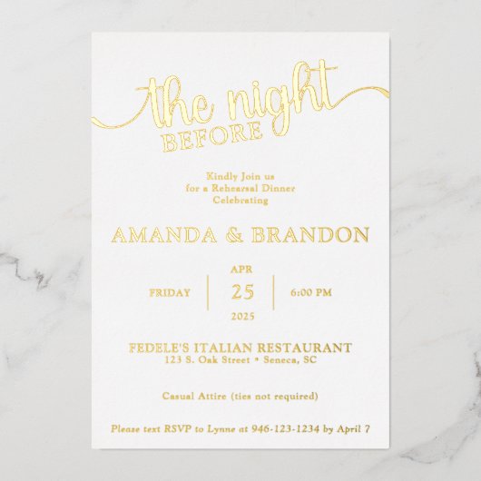 リハーサルディナーゴルフフォイル招待状 箔シーズンカード (正面)