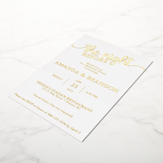 リハーサルディナーゴルフフォイル招待状 箔シーズンカード (回転した状態)