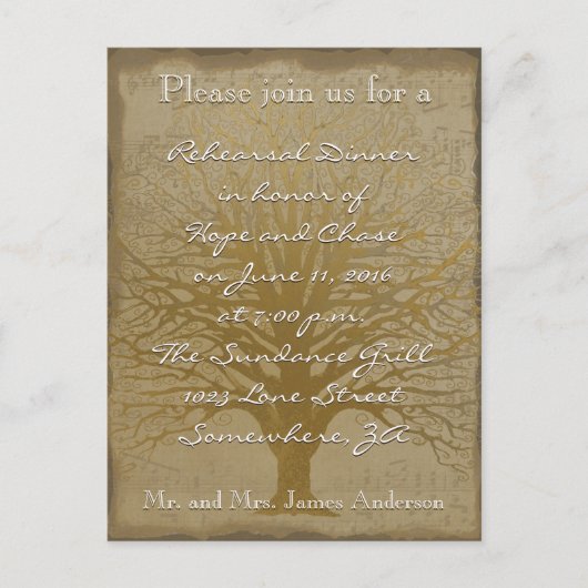 リハーサルディナーゴールデンオークツリー ポストカード (正面)