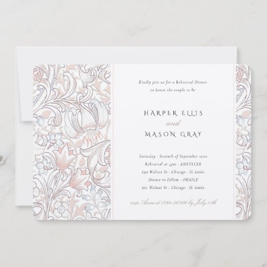 リハーサルディナーゴールデンリリーエレガントモリス 招待状 (正面)