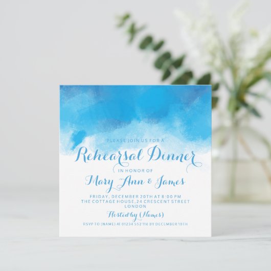リハーサルディナーサマーブルーウォーター色 招待状 (スタンド正面)