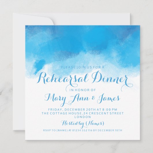 リハーサルディナーサマーブルーウォーター色 招待状 (正面)