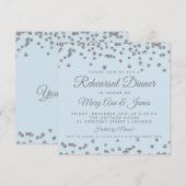 リハーサルディナーシルバーグリッター紙吹雪アイスブルー 招待状 (正面/裏面)