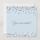 リハーサルディナーシルバーグリッター紙吹雪アイスブルー 招待状 (裏面)
