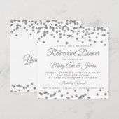 リハーサルディナーシルバーグリッター紙吹雪ホワイト 招待状 (正面/裏面)