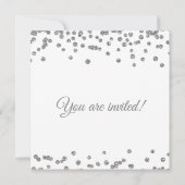 リハーサルディナーシルバーグリッター紙吹雪ホワイト 招待状 (裏面)