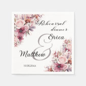 リハーサルディナーダスティピンクボホフローラ結婚ズ スタンダードカクテルナプキン (正面)