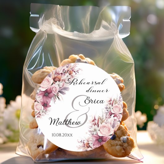 リハーサルディナーダスティピンクボホフローラ結婚ズ ラウンドシール