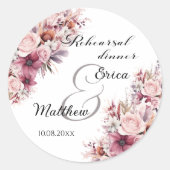 リハーサルディナーダスティピンクボホフローラ結婚ズ ラウンドシール (正面)