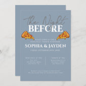 リハーサルディナーダスティブルーピザモダン 招待状 (正面/裏面)