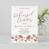 リハーサルディナーテラコッタリーフバラ金ゴールド 箔招待状 (立ち正面)