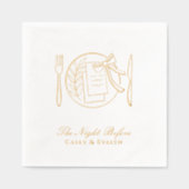 リハーサルディナーナプキンスゴールドフォイルエレガントボウ 箔ナプキン (正面)