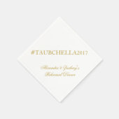 リハーサルディナーハッシュタグナプキンス金ゴールドとホワイト スタンダードカクテルナプキン (角)