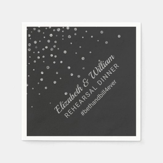 リハーサルディナーハッシュタグ結婚の紙ナプキンス スタンダードカクテルナプキン (正面)