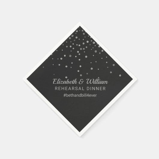 リハーサルディナーハッシュタグ結婚の紙ナプキンス スタンダードカクテルナプキン (角)