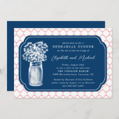 リハーサルディナーハニカムメイソン瓶ワイルドフラワー 招待状 (正面/裏面)