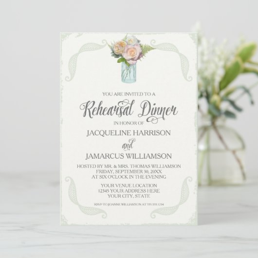 リハーサルディナーバラフローラメイソンジャータイポグラフィ 招待状 (スタンド正面)