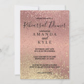 リハーサルディナーバラ金ゴールドと金ゴールドグリッター 招待状 (正面)