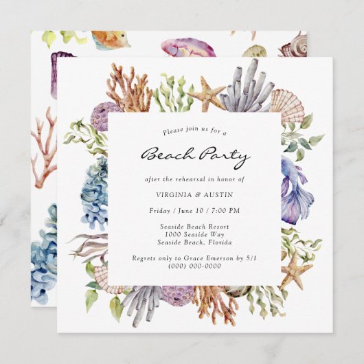 リハーサルディナーパーティの招待状 招待状 (正面/裏面)