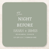 リハーサルディナーパーティーの前夜 エレガント スクエアペーパーコースター (正面)