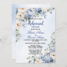 リハーサルディナーパーティーほこりっぽいブルーアイボリー花