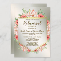 リハーサルディナーパーティーピーチオレンジフローラゴールデン