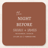 リハーサルディナーパーティー 前夜のモダンなパーティー スクエアペーパーコースター (正面)