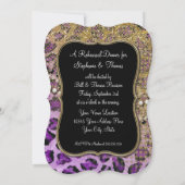 リハーサルディナーパープル金ゴールドヒョウアニマルプリント 招待状 (裏面)