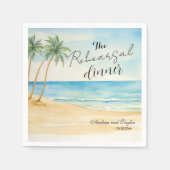 リハーサルディナービーチとパーム結婚ツリー スタンダードカクテルナプキン (正面)