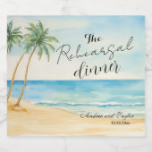 リハーサルディナービーチとパーム結婚ツリー スパークリングワインラベル (シングルラベル)