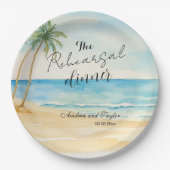 リハーサルディナービーチとパーム結婚ツリー ペーパープレート (正面)
