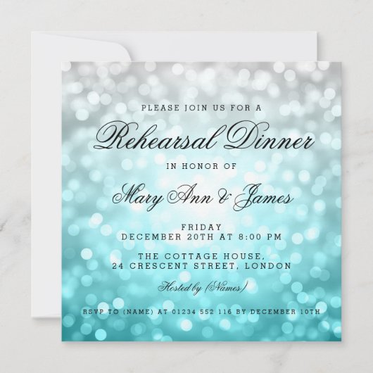 リハーサルディナービーチグラデーショングリッター灯 招待状 (正面)