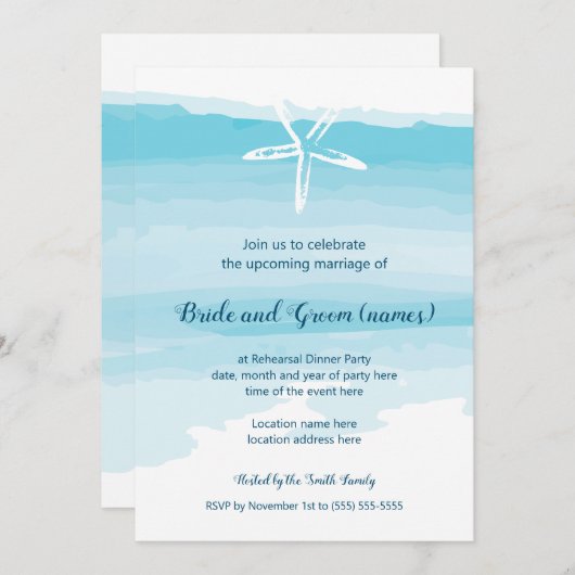 リハーサルディナービーチ結婚式招待状 招待状 (正面/裏面)