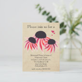 リハーサルディナーピンクパープルワイルドフラワーフローラ インビテーションポストカード (スタンド正面)