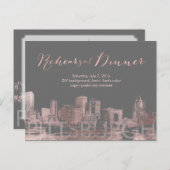 リハーサルディナーピンク金ゴールドピッツバーグスカイライン 案内ポストカード (正面/裏面)