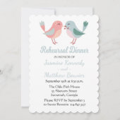 リハーサルディナーピンク&ブルーラブバ結婚ードズ 招待状 (正面)