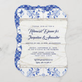 リハーサルディナーファームネイビーインディゴクラフト素朴 招待状 (正面/裏面)