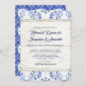 リハーサルディナーファーム海軍カントリーシック素朴 招待状 (正面/裏面)