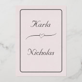 リハーサルディナーフローラトースト、赤面 箔招待状 (裏面)