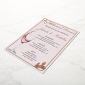 リハーサルディナーフローラトースト、赤面 箔招待状 (回転した状態)