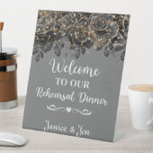 リハーサルディナーブラックバラへようこそ結婚 台座サイン (インサイチュ)