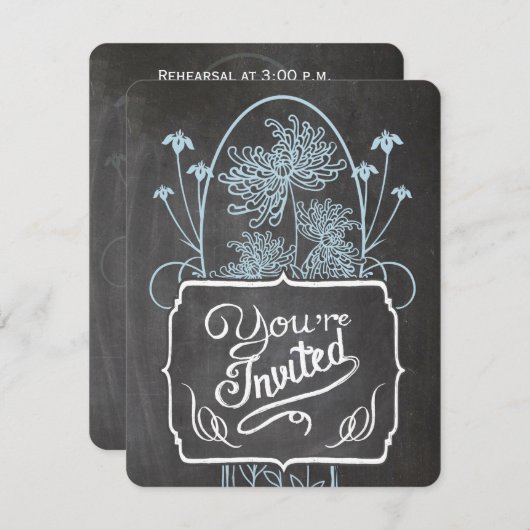 リハーサルディナーブルーメイソンジャールシャルボ結婚ード 招待状 (正面/裏面)